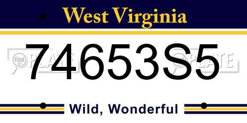74653S5 West Virginia License Plate