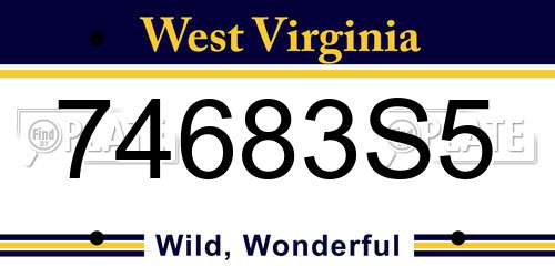 74683S5 West Virginia License Plate