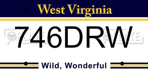 746DRW West Virginia License Plate