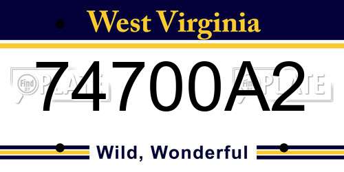 74700A2 West Virginia License Plate