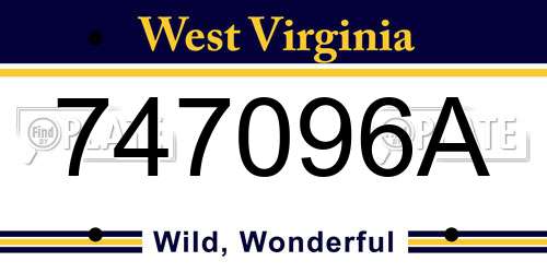 747096A West Virginia License Plate