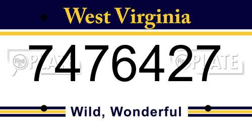 7476427 West Virginia License Plate