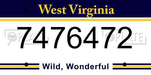 7476472 West Virginia License Plate