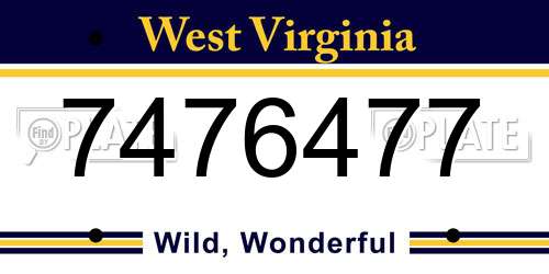 7476477 West Virginia License Plate
