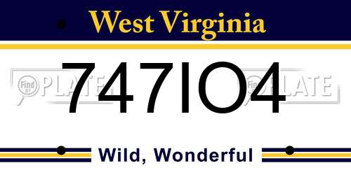 747IO4 West Virginia License Plate