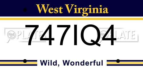 747IQ4 West Virginia License Plate
