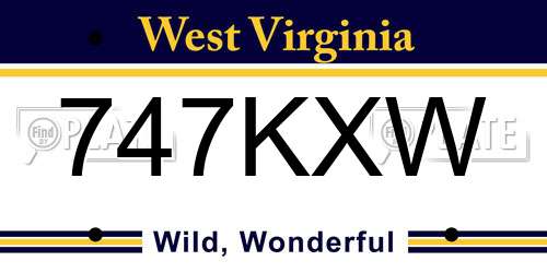 747KXW West Virginia License Plate