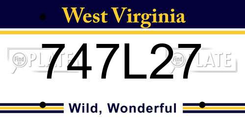 747L27 West Virginia License Plate