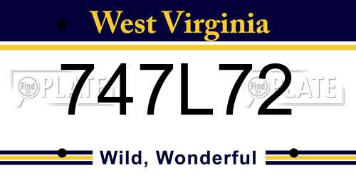 747L72 West Virginia License Plate