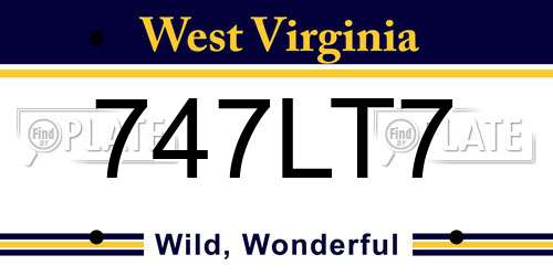 747LT7 West Virginia License Plate