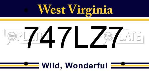 747LZ7 West Virginia License Plate