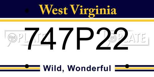 747P22 West Virginia License Plate