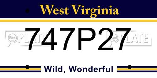 747P27 West Virginia License Plate