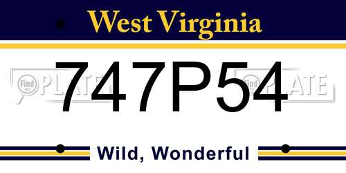 747P54 West Virginia License Plate