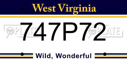 747P72 West Virginia License Plate
