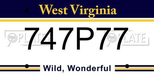 747P77 West Virginia License Plate