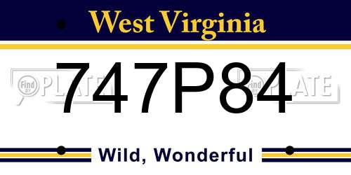 747P84 West Virginia License Plate