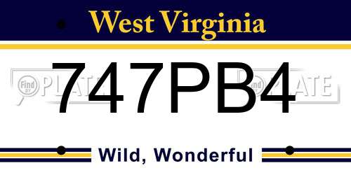747PB4 West Virginia License Plate