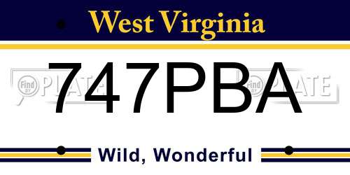 747PBA West Virginia License Plate