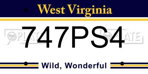 747PS4 West Virginia License Plate