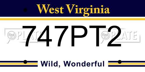747PT2 West Virginia License Plate
