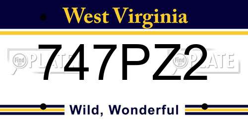 747PZ2 West Virginia License Plate