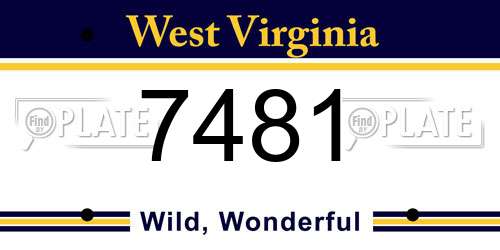 7481 West Virginia License Plate