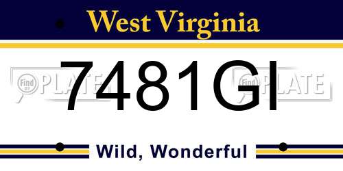 7481GI West Virginia License Plate