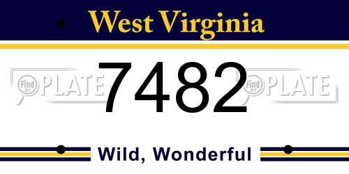 7482 West Virginia License Plate