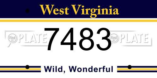 7483 West Virginia License Plate
