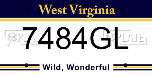 7484GL West Virginia License Plate