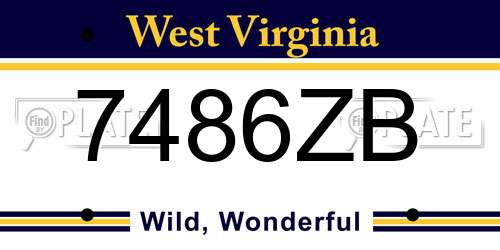 7486ZB West Virginia License Plate