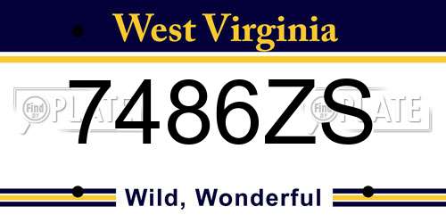 7486ZS West Virginia License Plate