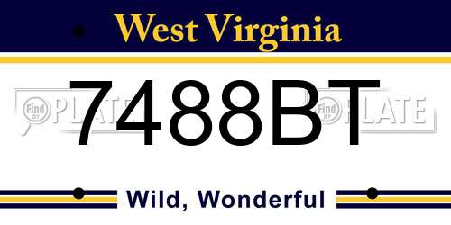 7488BT West Virginia License Plate