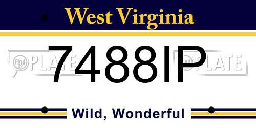 7488IP West Virginia License Plate