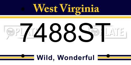 7488ST West Virginia License Plate