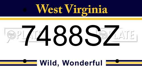 7488SZ West Virginia License Plate