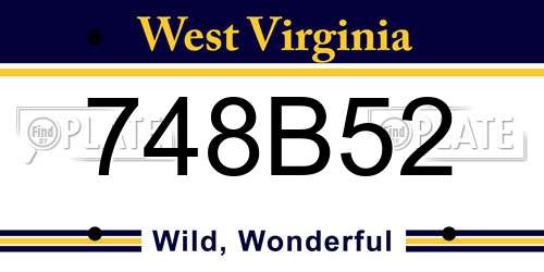 748B52 West Virginia License Plate