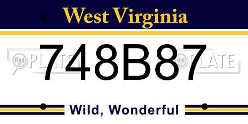 748B87 West Virginia License Plate