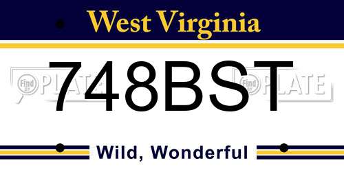 748BST West Virginia License Plate