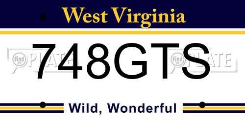 748GTS West Virginia License Plate