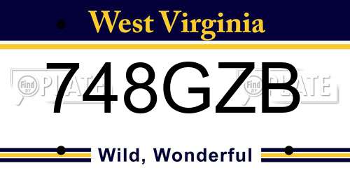 748GZB West Virginia License Plate
