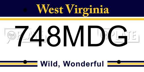 748MDG West Virginia License Plate