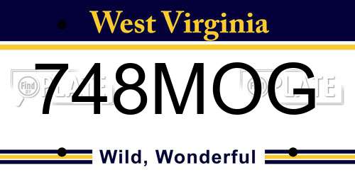 748MOG West Virginia License Plate