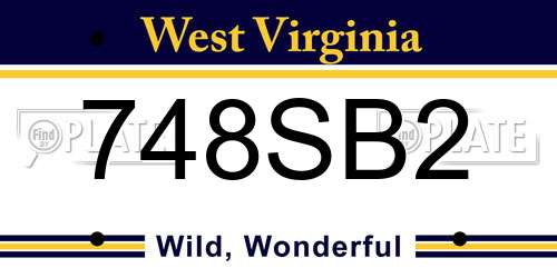 748SB2 West Virginia License Plate