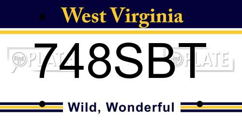 748SBT West Virginia License Plate
