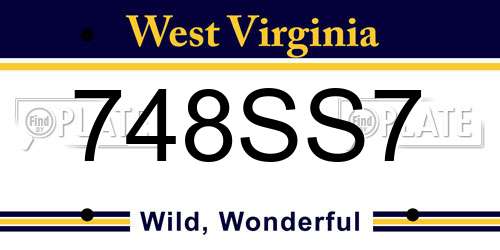 748SS7 West Virginia License Plate