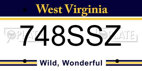 748SSZ West Virginia License Plate