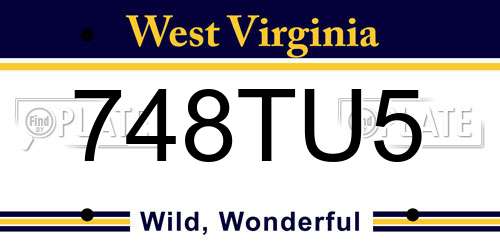 748TU5 West Virginia License Plate