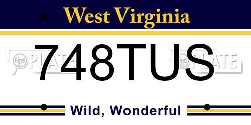 748TUS West Virginia License Plate
